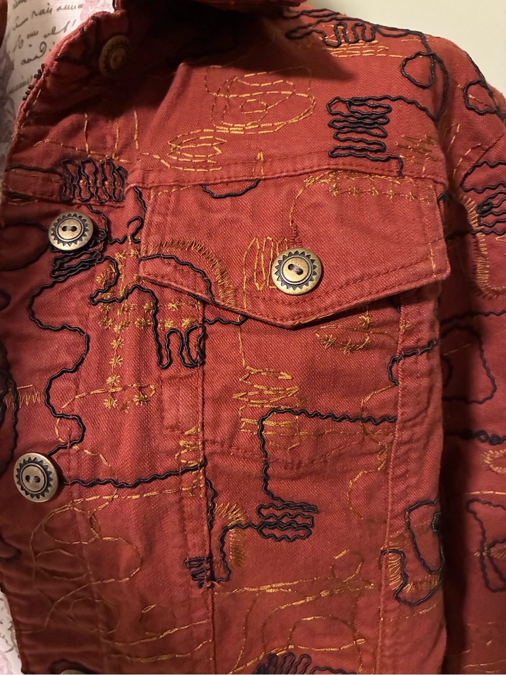 Ruby Rd. Rust Embroidered Jean Jacket - Picture 4 of 9